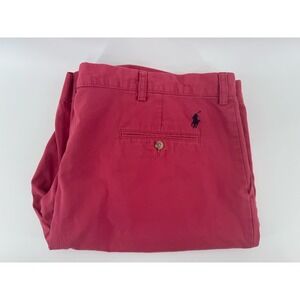 Polo Ralph Lauren Mens 42 Cotton Chino Shorts Embroidered Pony Red/Pink